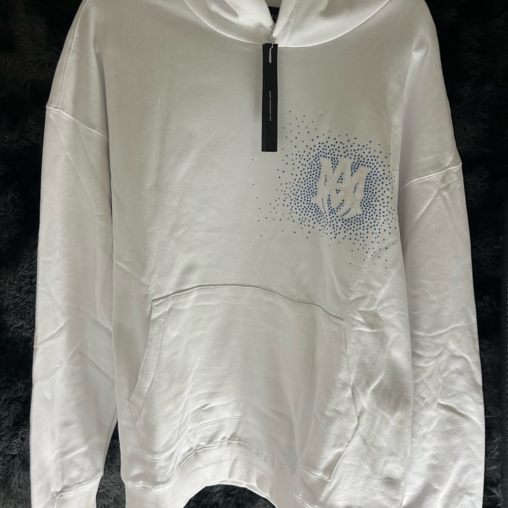 AMIRI White Hoodie with Blue Logo